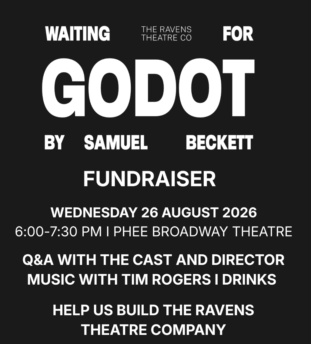 Waiting for Godot fundraiser — Wednesday 26 August 2026, 6.00–7.30pm, Phee Broadway Theatre